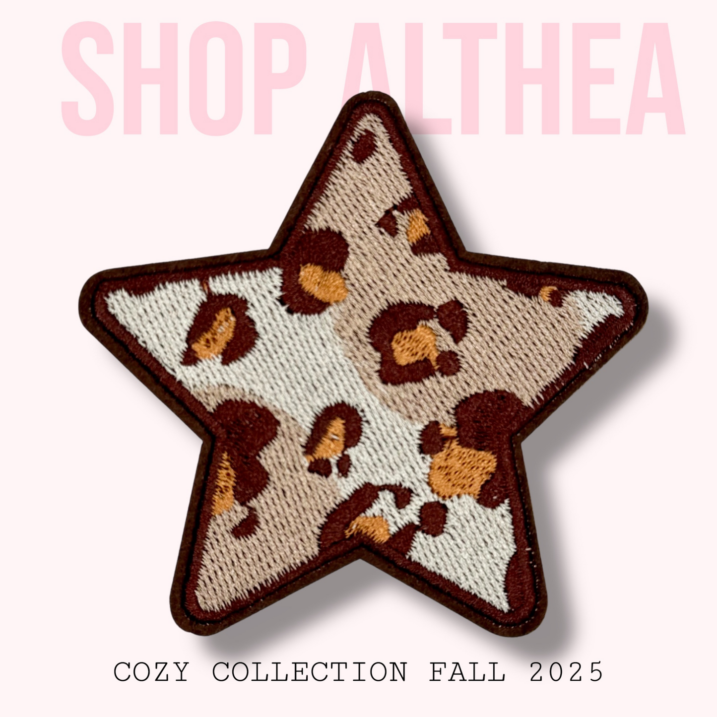 Leopard Print Star Embroidered Patch