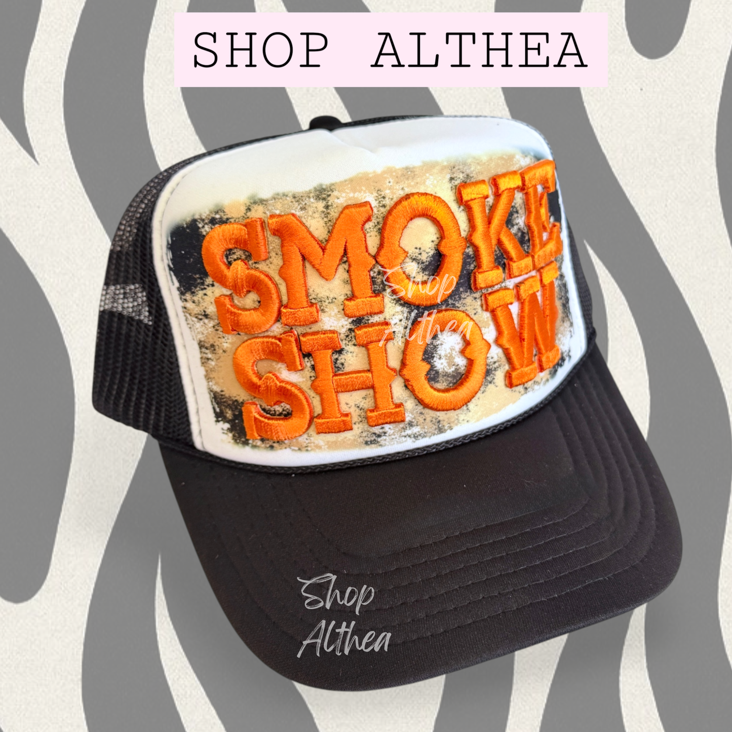 Orange "Smoke Show" Embroidered Puff Transfer
