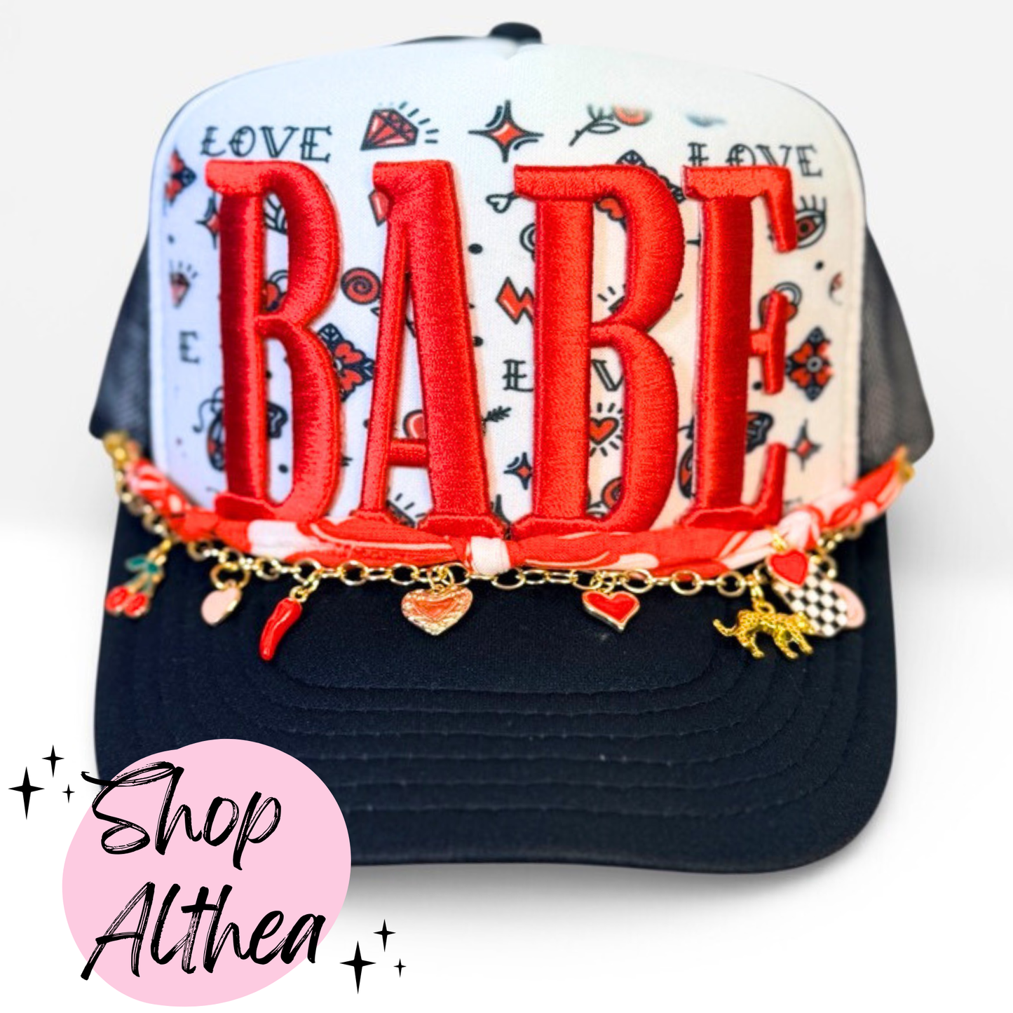 "BABE" Red - Embroidered Puff Transfer