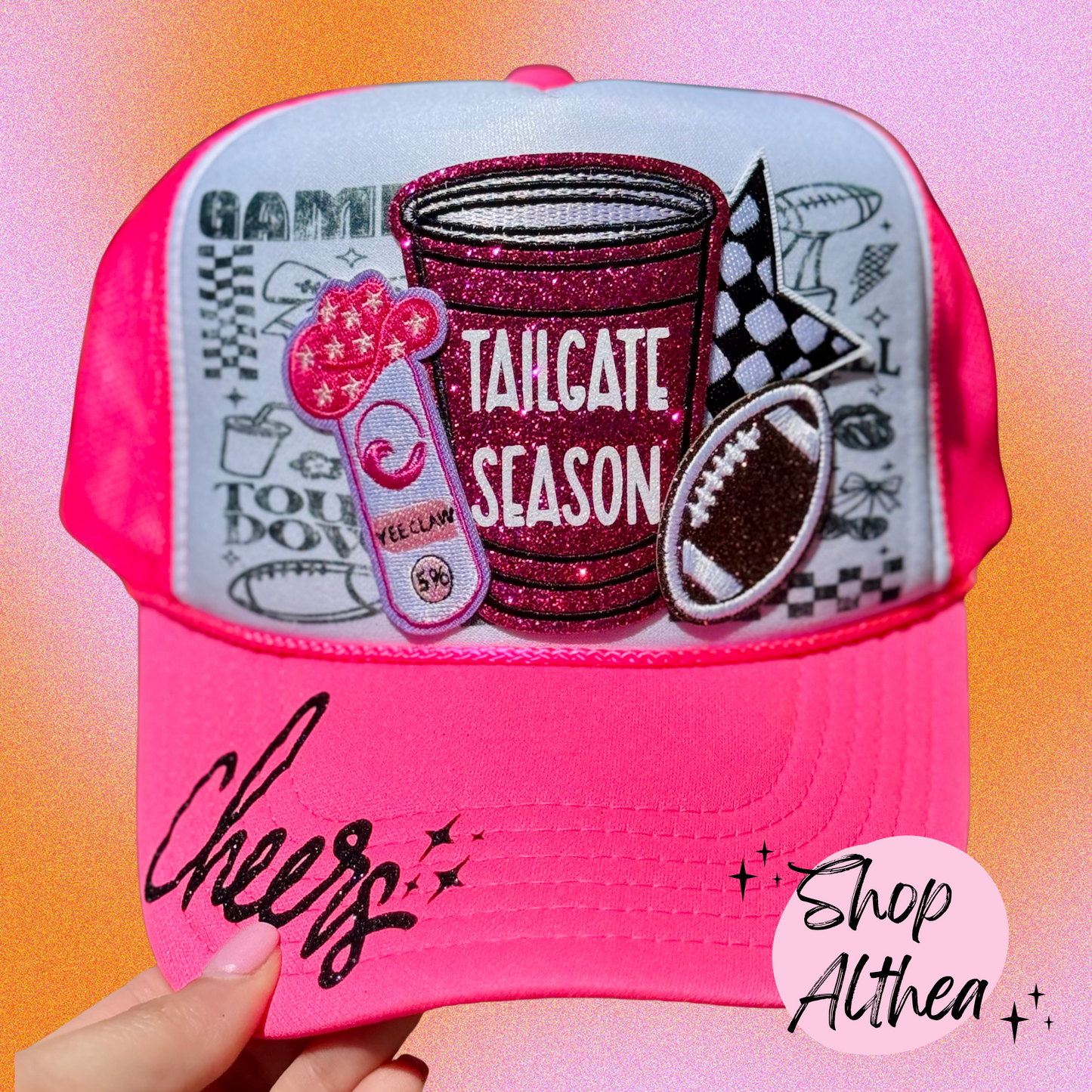 "Tailgate Season" Glitter Embroidered Patch
