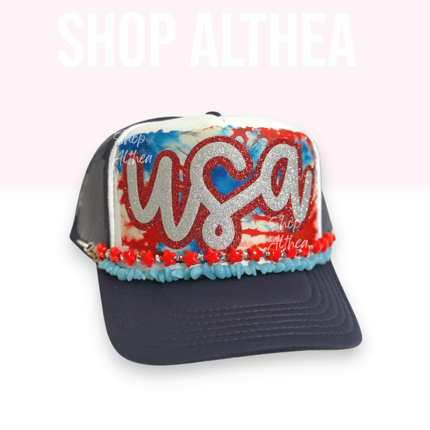 “USA” Glitter Puff Trucker Hat