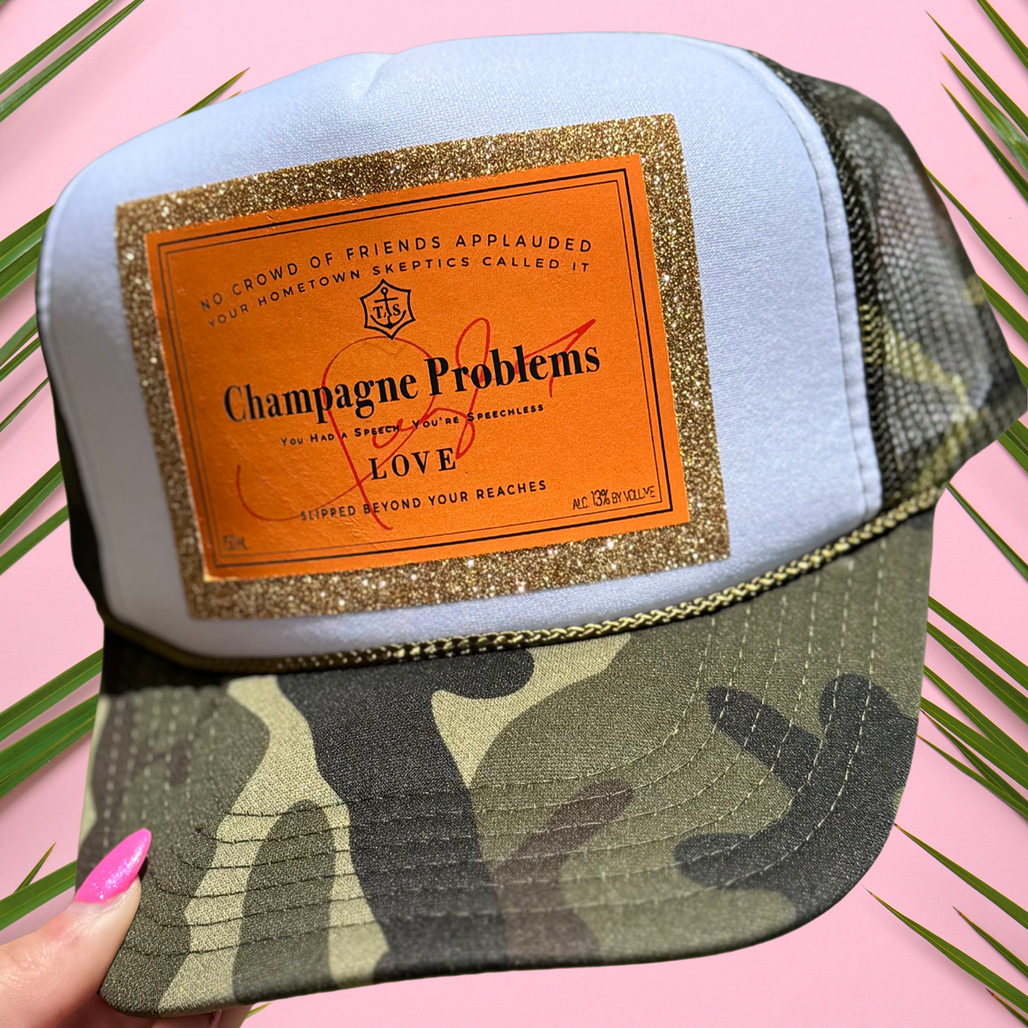 Champagne Problems Camo Trucker Hat
