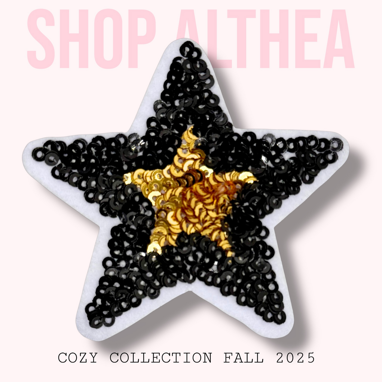 Black & Gold Sequin Star embroidered patch