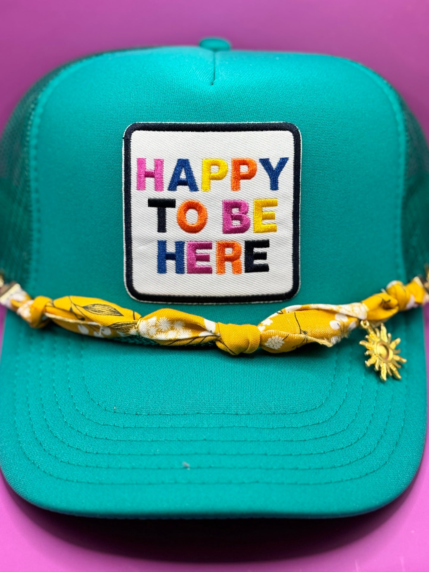 "Happy To Be Here" Embroidered Patch