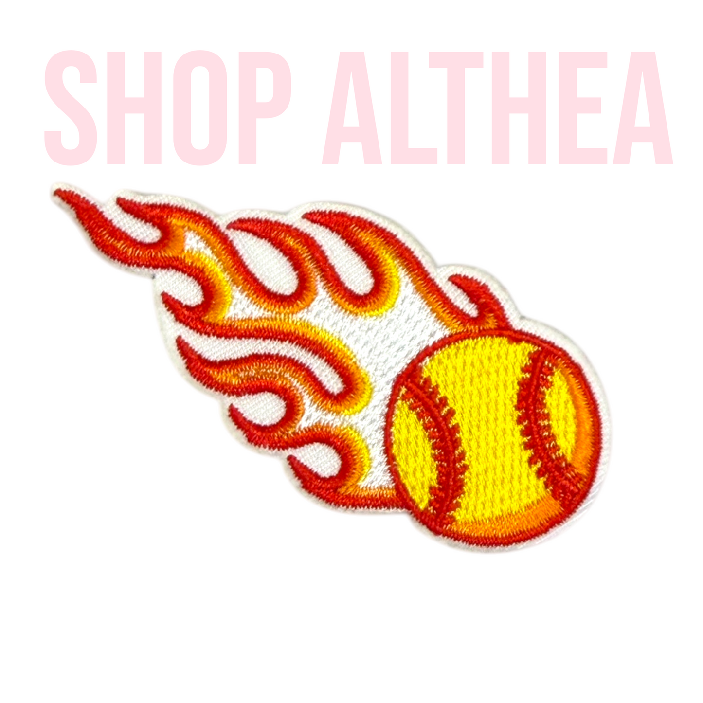 Softball flames - Embroidered Patch