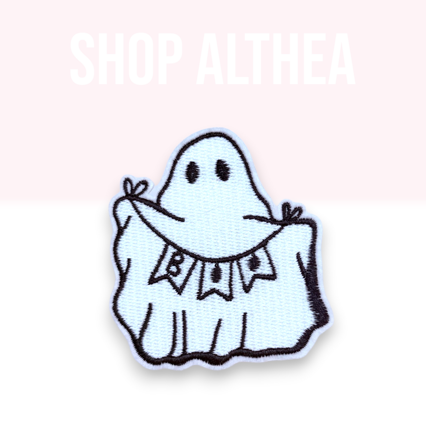 Ghost Embroidered Patch | BOO Banner Halloween Iron-On Patch