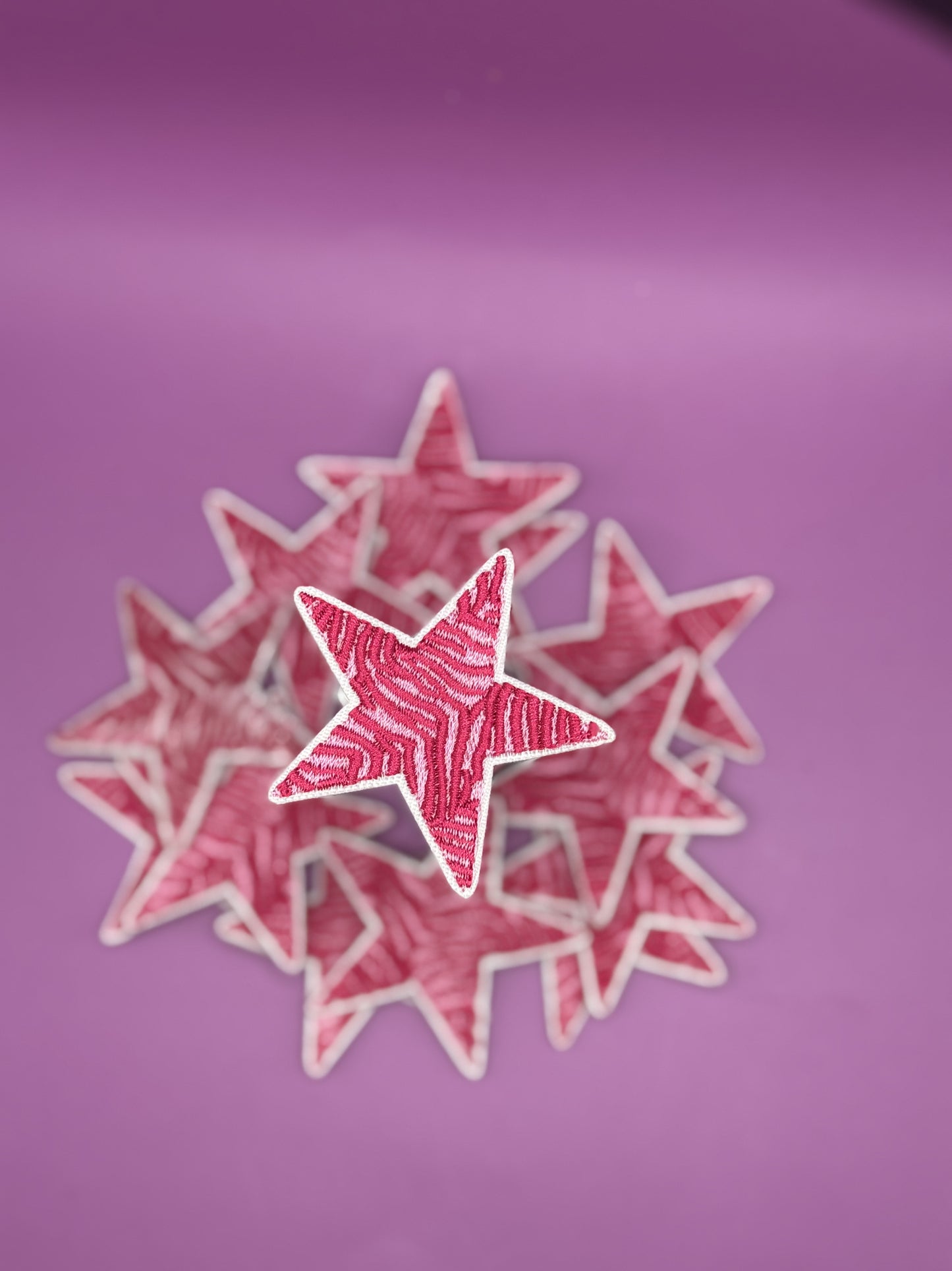Pink Zebra Stripe Star Embroidered Patch