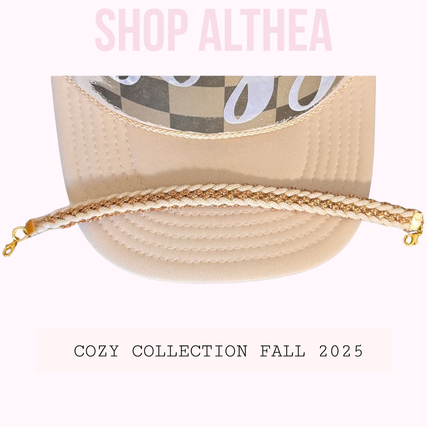 Hat Chain - Gold & Beige Metallic Rope Chain