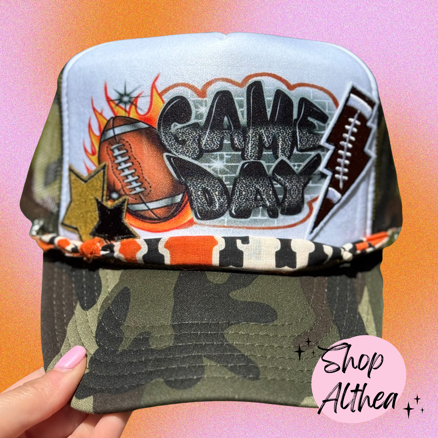 "Game Day" Airbrush Camo Trucker Hat