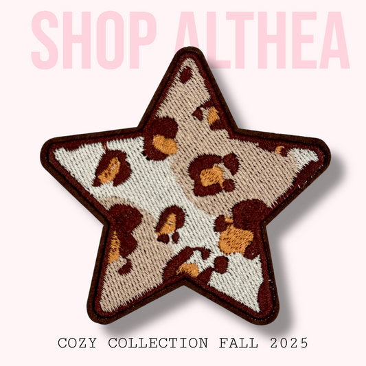 Leopard Print Star Embroidered Patch