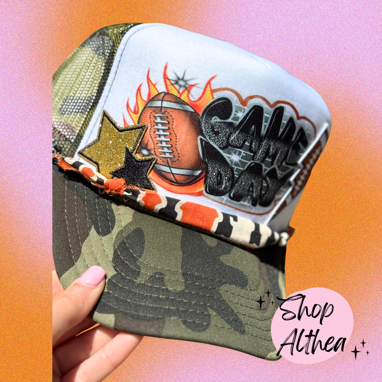 "Game Day" Airbrush Camo Trucker Hat