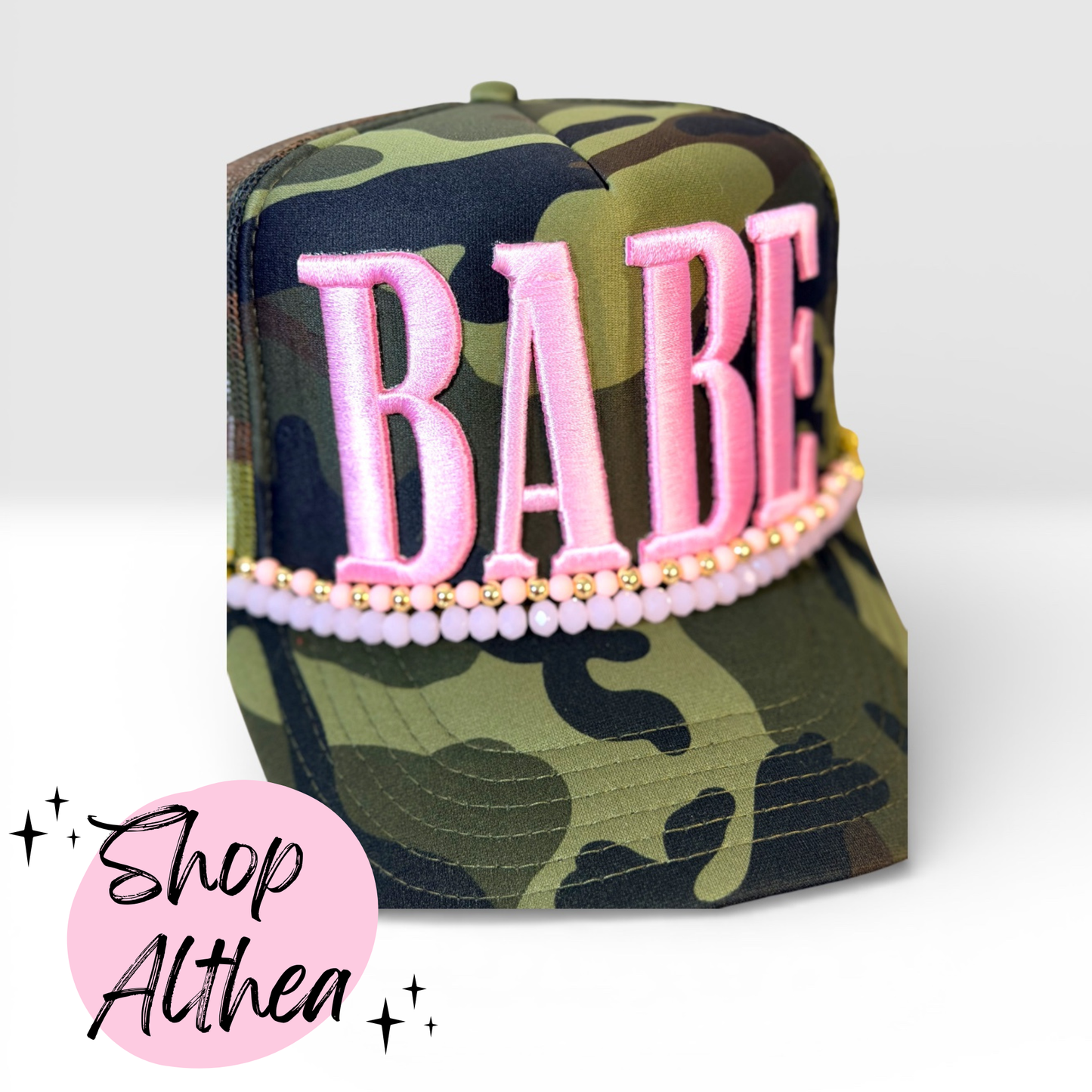 "BABE" Pink - Embroidered Puff Transfer