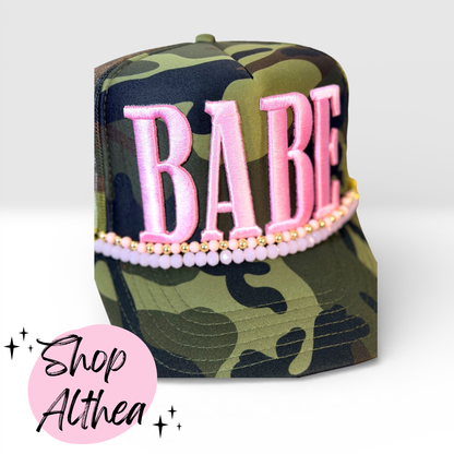 "BABE" Pink - Embroidered Puff Transfer