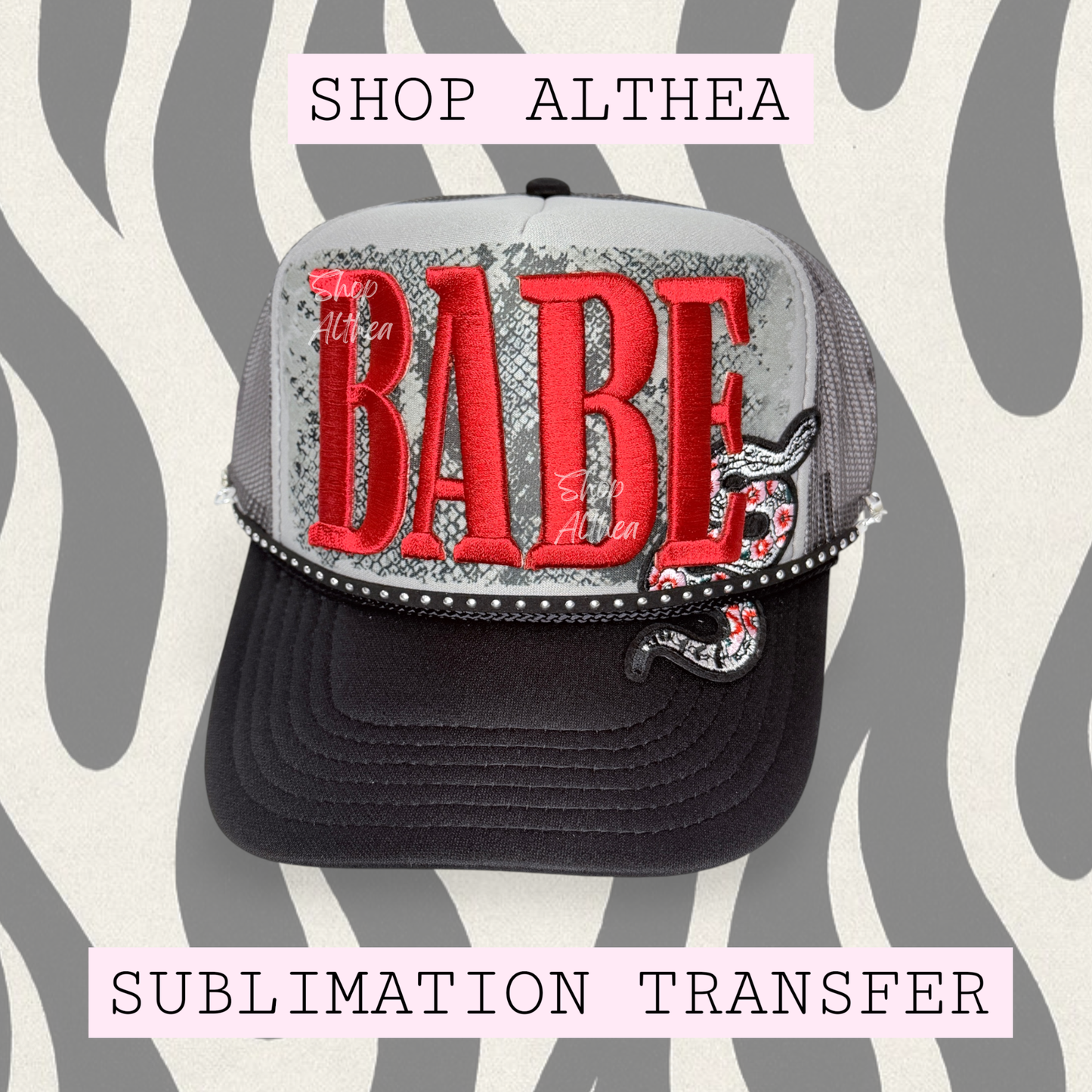 "BABE" Red - Embroidered Puff Transfer
