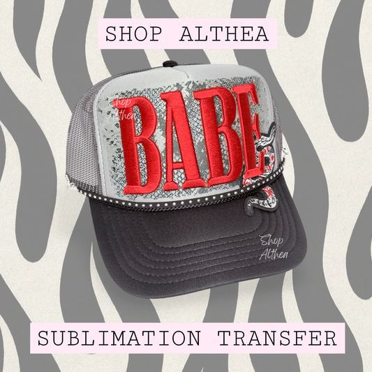 "BABE" Red - Embroidered Puff Transfer
