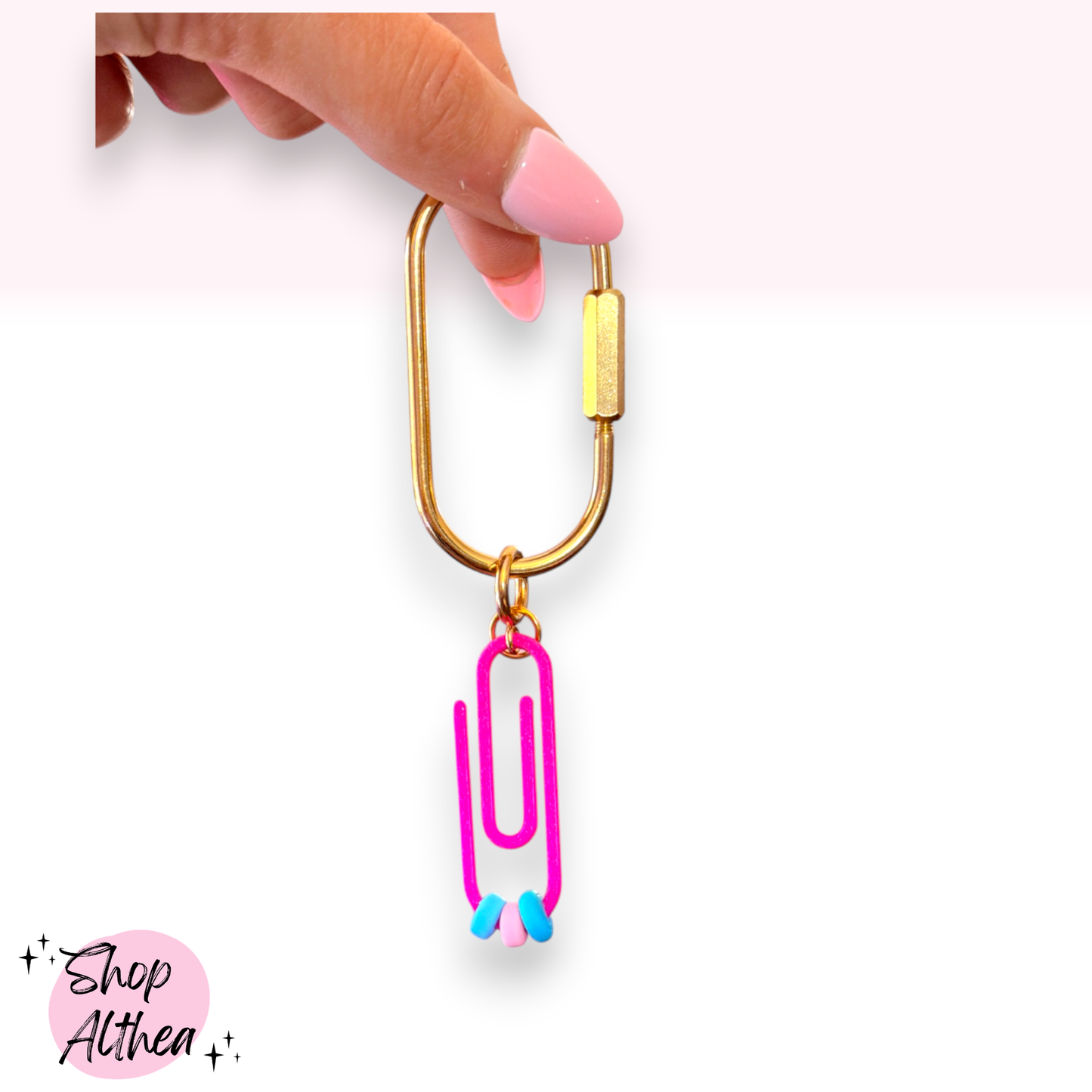 Charm - Oversized Beaded Paper Clip (Hot Pink)