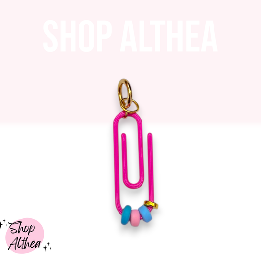 Charm - Oversized Beaded Paper Clip (Hot Pink)