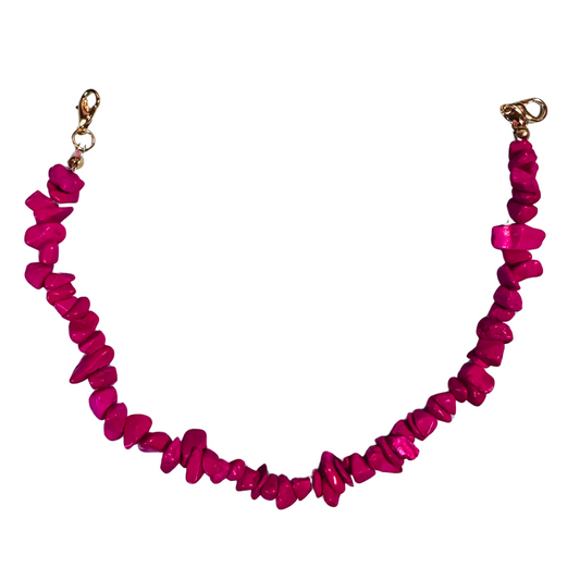 Natural Stone Hat Chain - Hot Pink