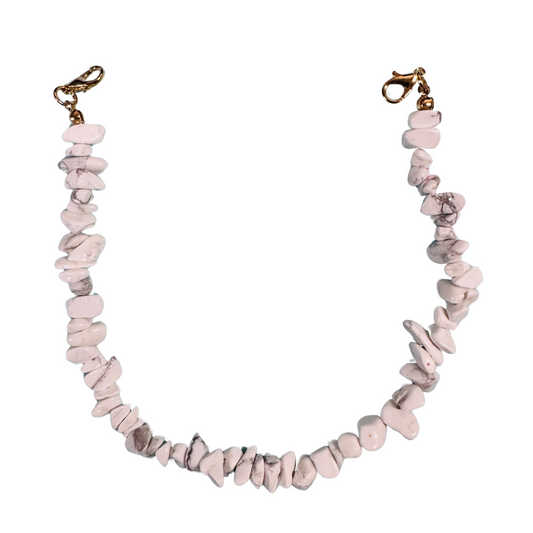 Natural Stone Hat Chain - White Marbled