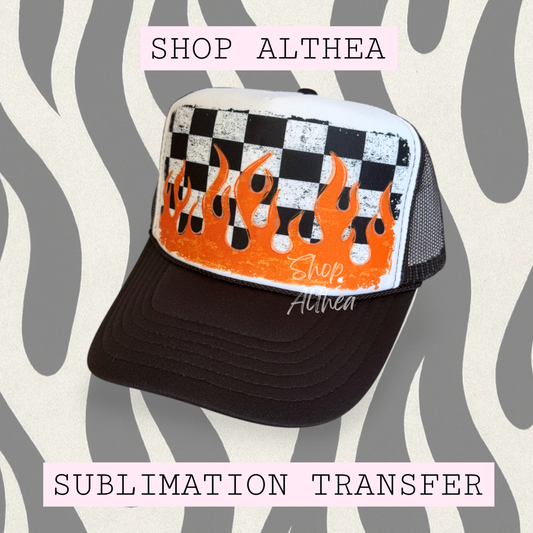 Suiblimation Transfer - Orange Flames & Checkers