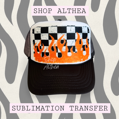 Suiblimation Transfer - Orange Flames & Checkers