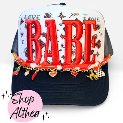 "BABE" Red - Embroidered Puff Transfer