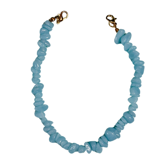 Natural Stone Hat Chain - Light Blue