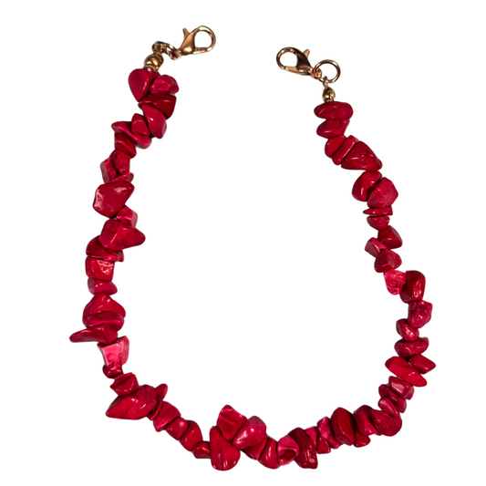 Natural Stone Hat Chain - Red