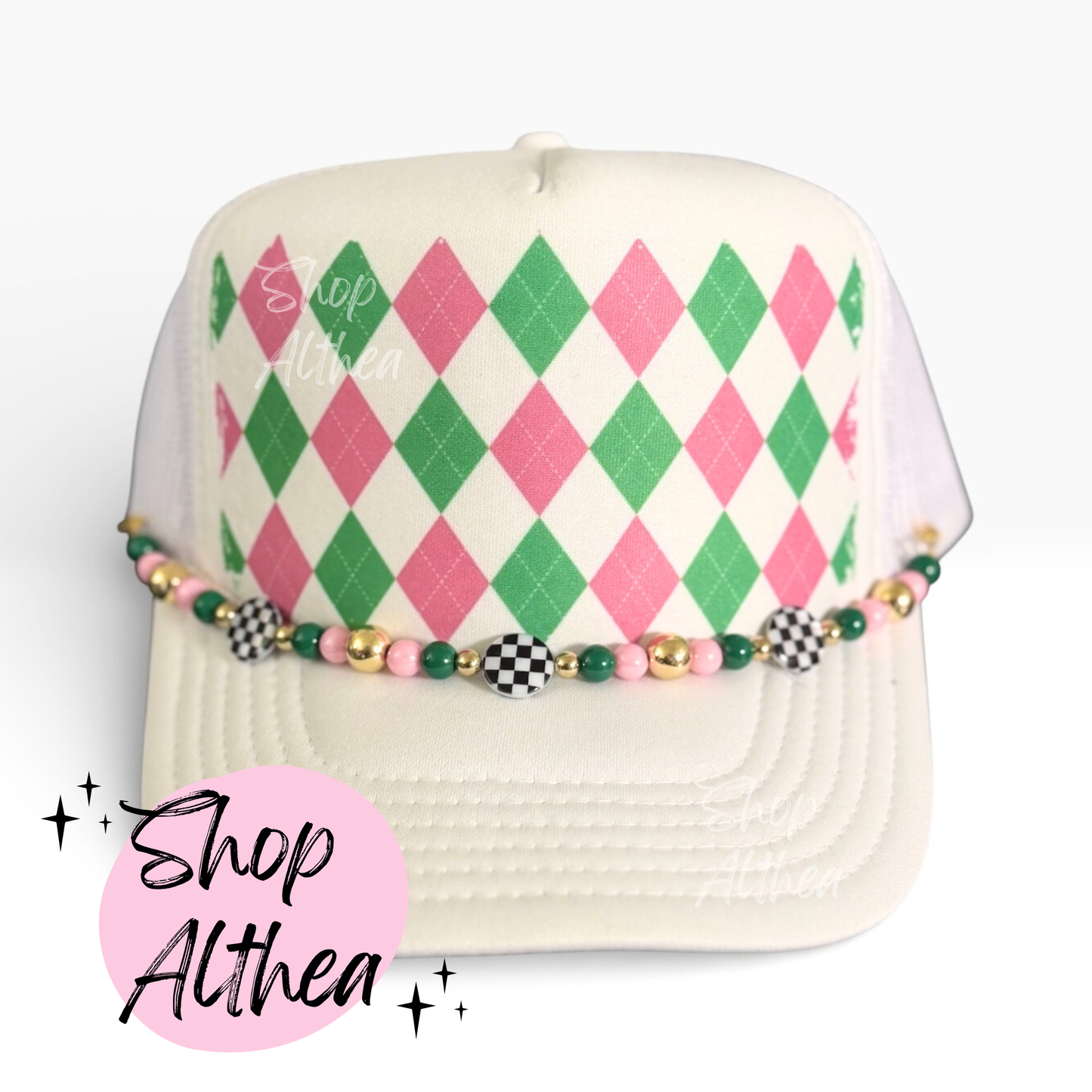 Sublimation Transfer - Green and Pink Argyle Pattern