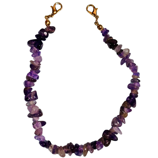 Natural Stone Hat Chain - Purple Amethyst