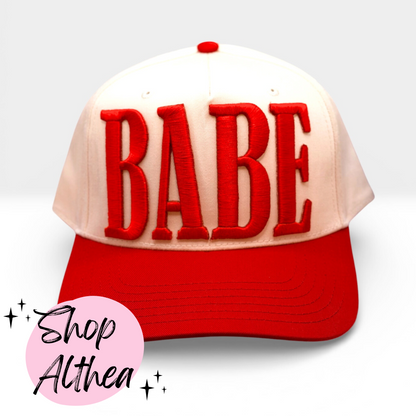 "BABE" Red - Embroidered Puff Transfer