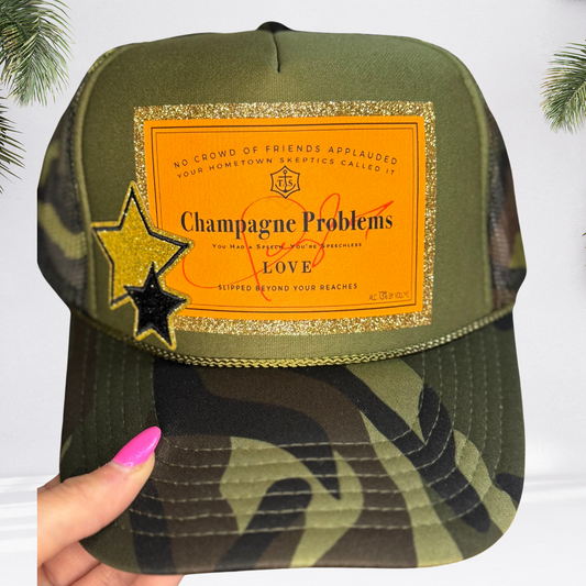 Champagne Problems Camo Trucker Hat