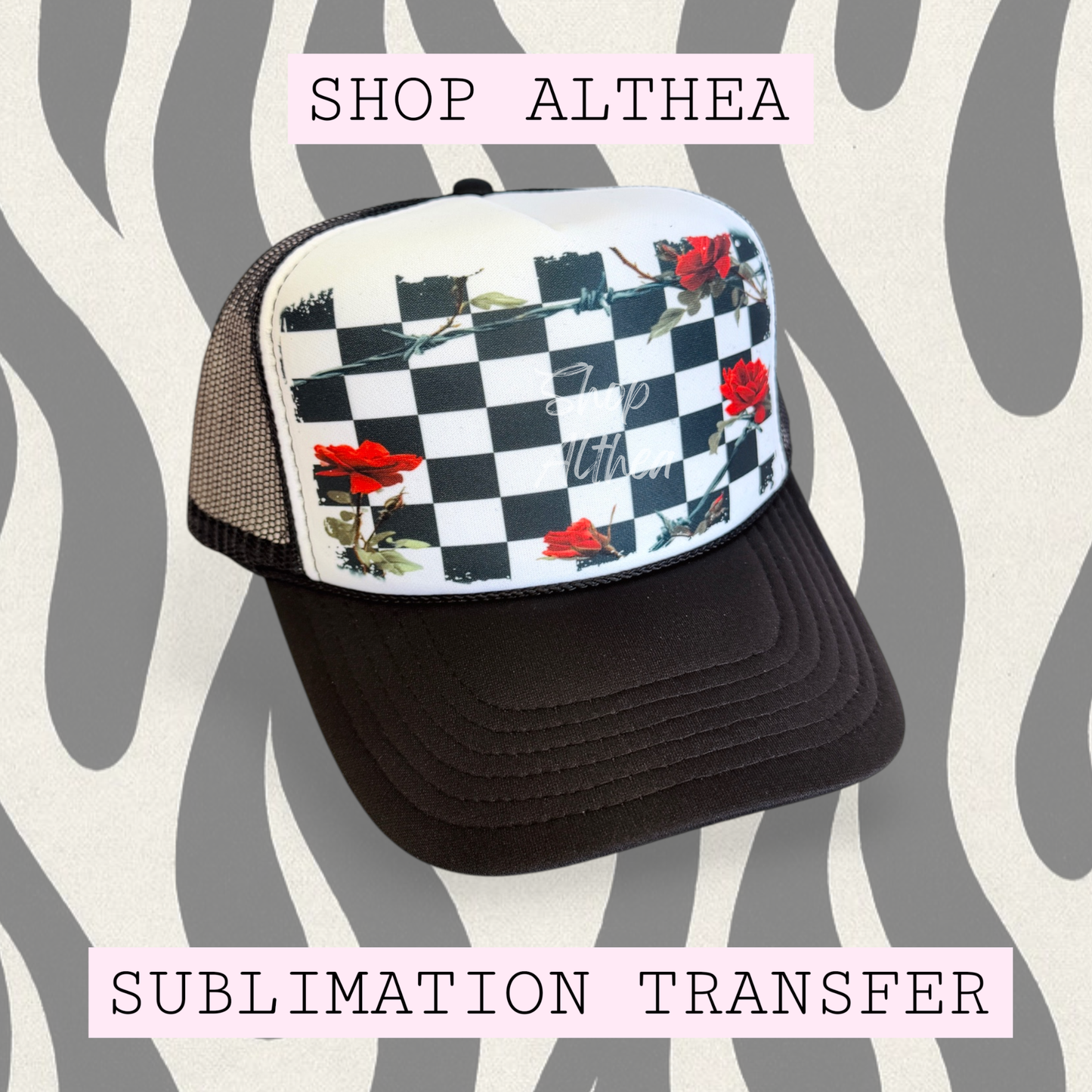 Sublimation Transfer - Barbwire Roses & Checker