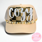 "COZY" Velvet Checkered Trucker Hat