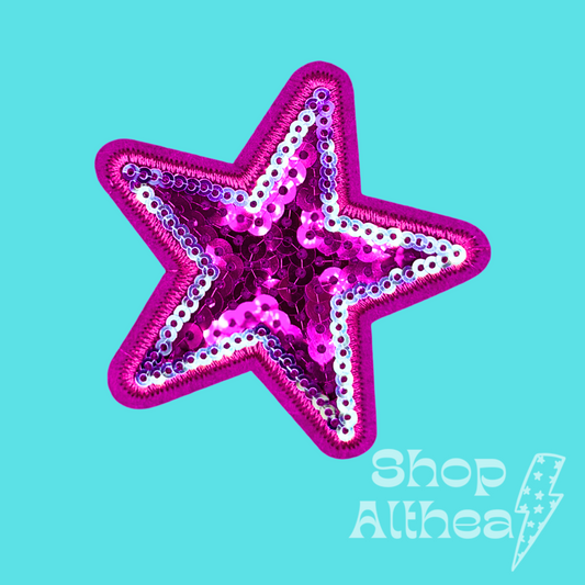 Hot Pink Sequin Embroidered Star
