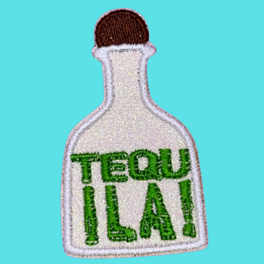 Glitter Tequila Bottle Embroidered Patch