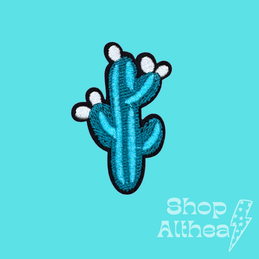 Blue Cactus Embroidered Patch