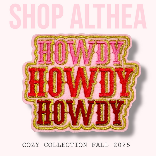 "Howdy" Gold Metallic Embroidered Patch