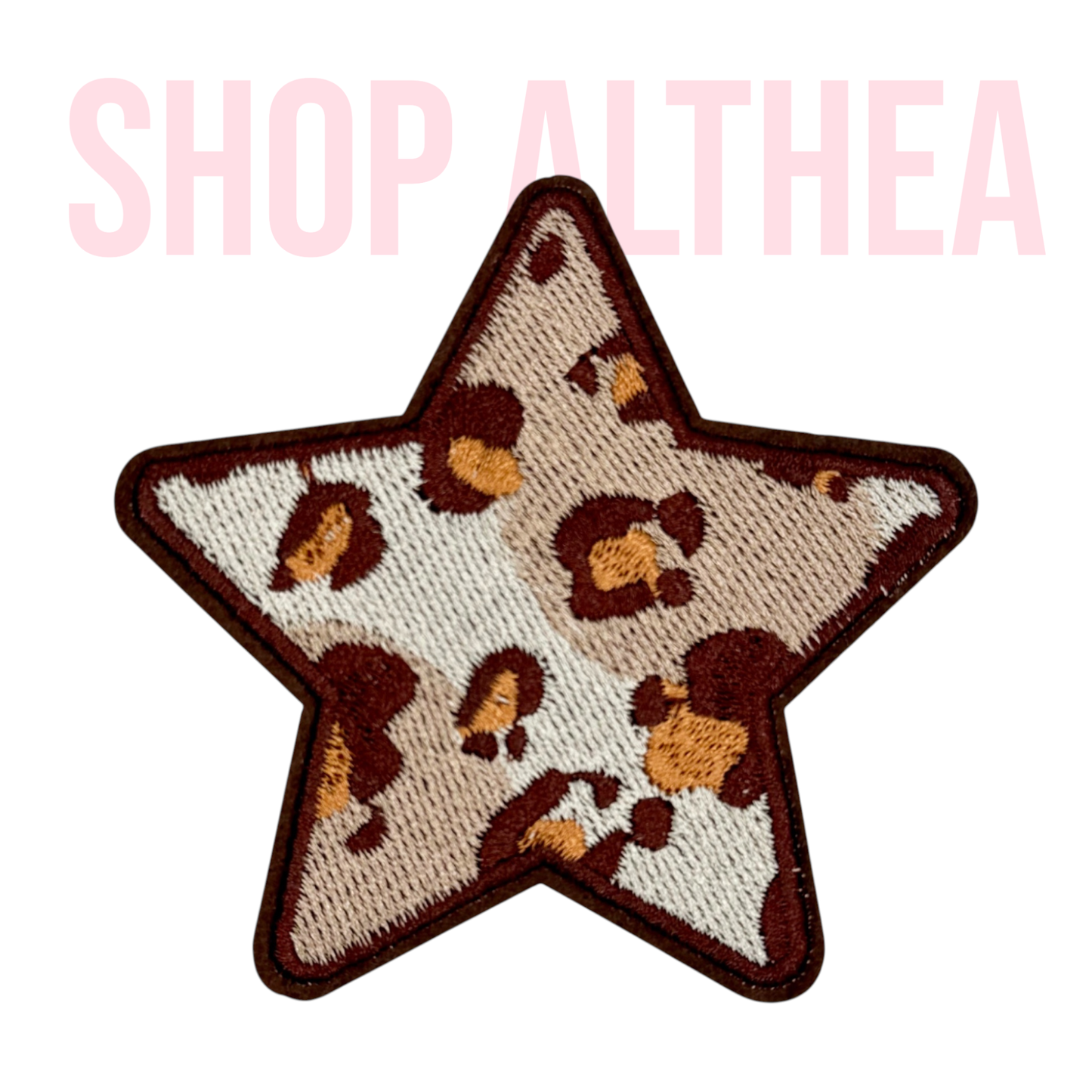 Leopard Print Star Embroidered Patch