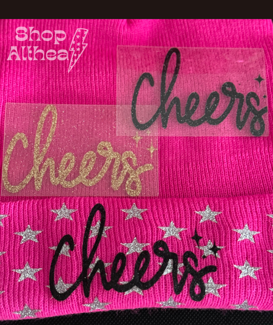 "Cheers" Mini Black Glitter HTV