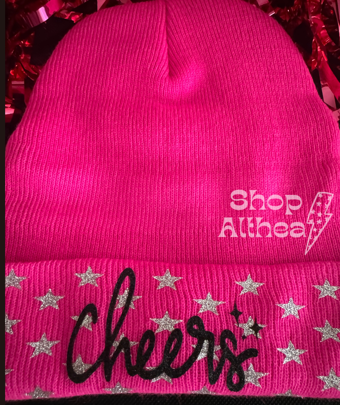"Cheers" Mini Black Glitter HTV