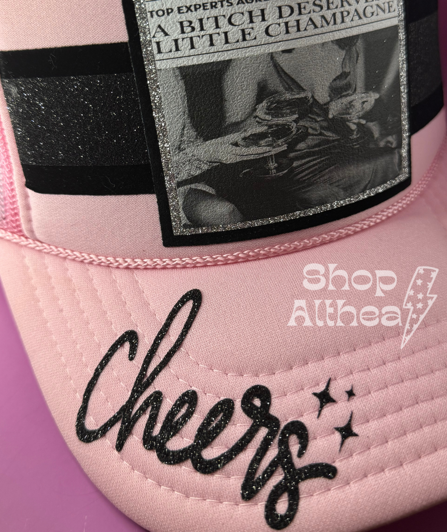 "Cheers" Mini Black Glitter HTV