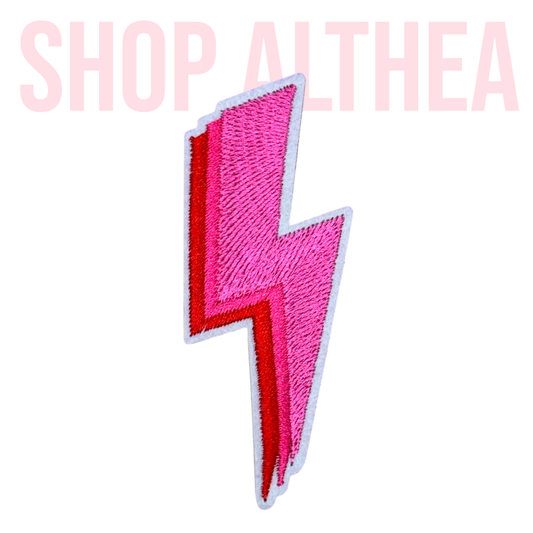 Pink Lightening Bolt Embroidered Patch