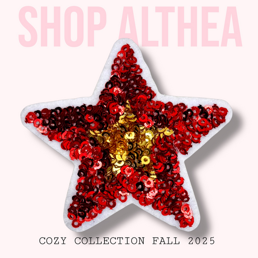 Fall Red & Gold Glitter embroidered patch