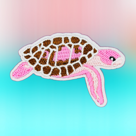 Pink Sea Turtle Embroidered Patch