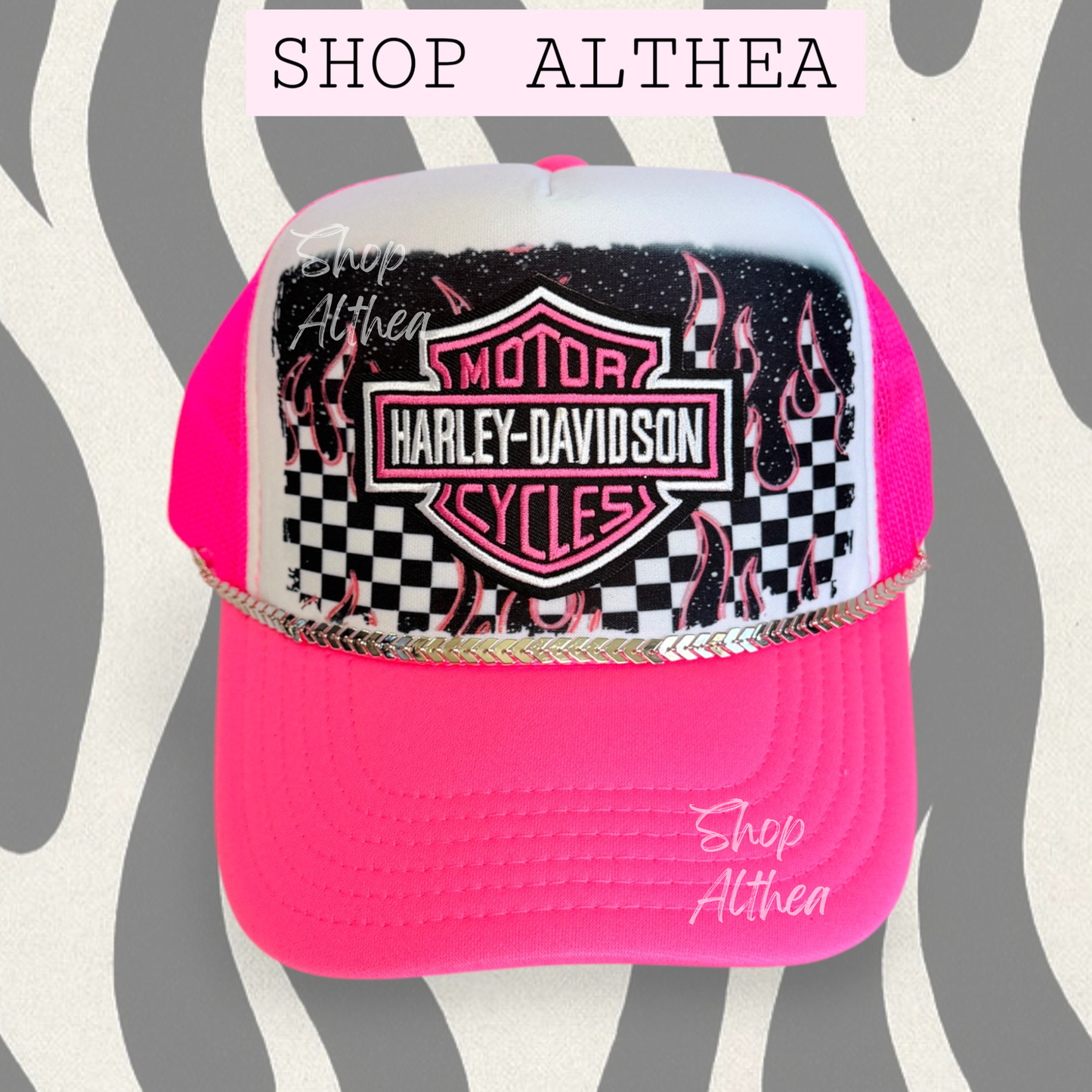 Sublimation Transfer - Hot Pink Checker Flames