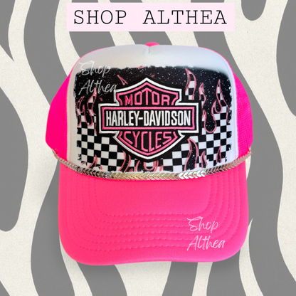 Sublimation Transfer - Hot Pink Checker Flames