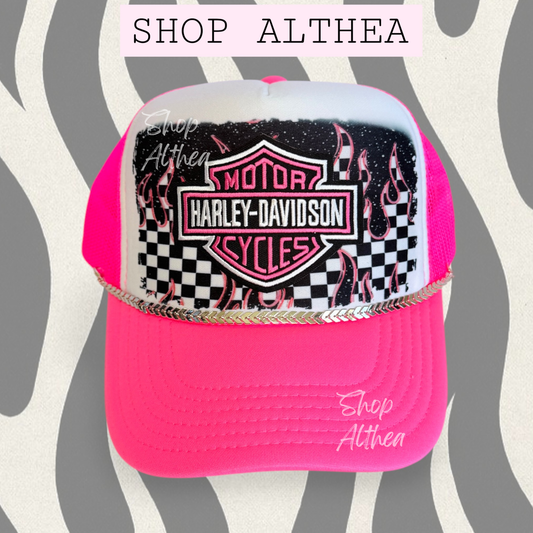 Sublimation Transfer - Hot Pink Checker Flames