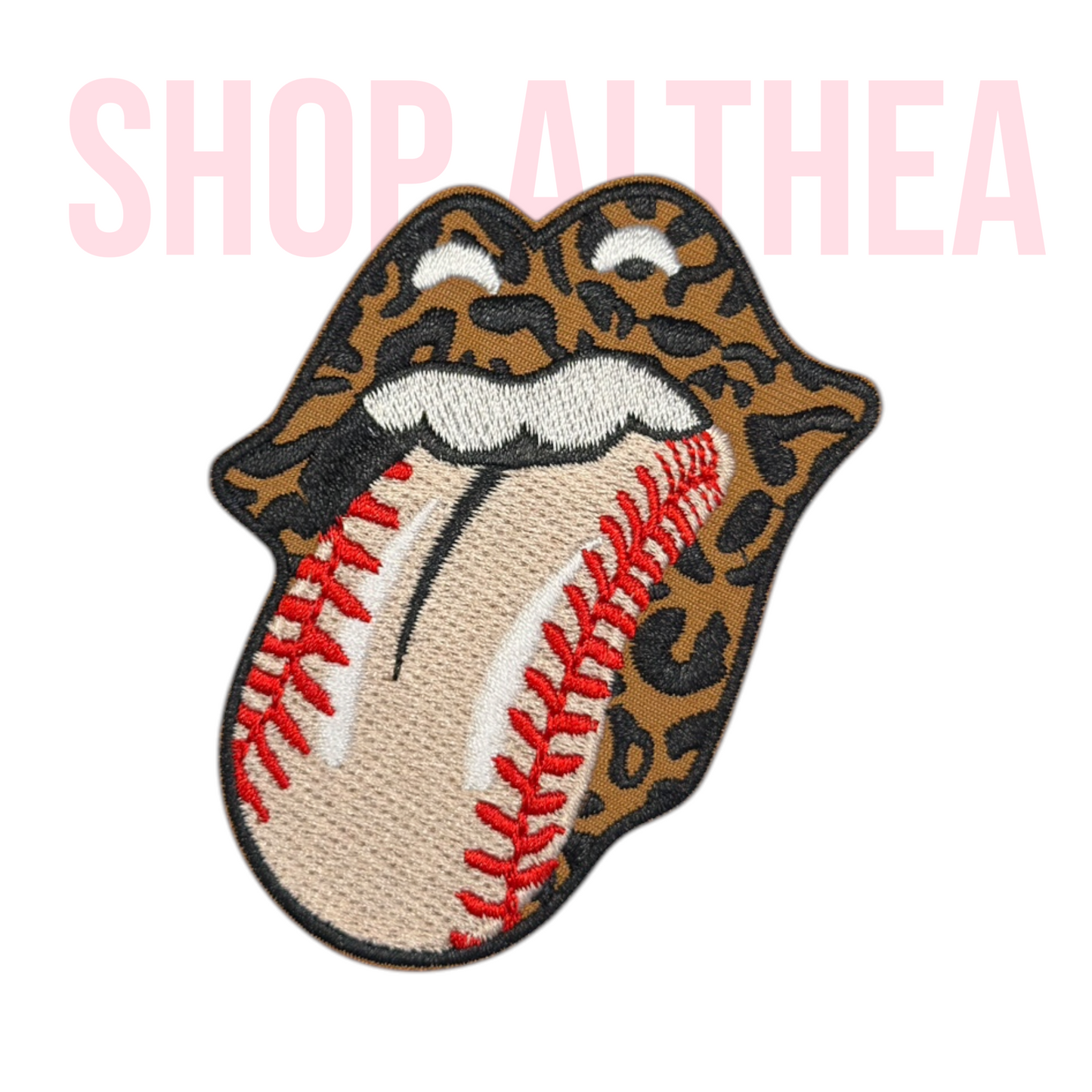 Cheetah print baseball tongue - Embroidered Patch