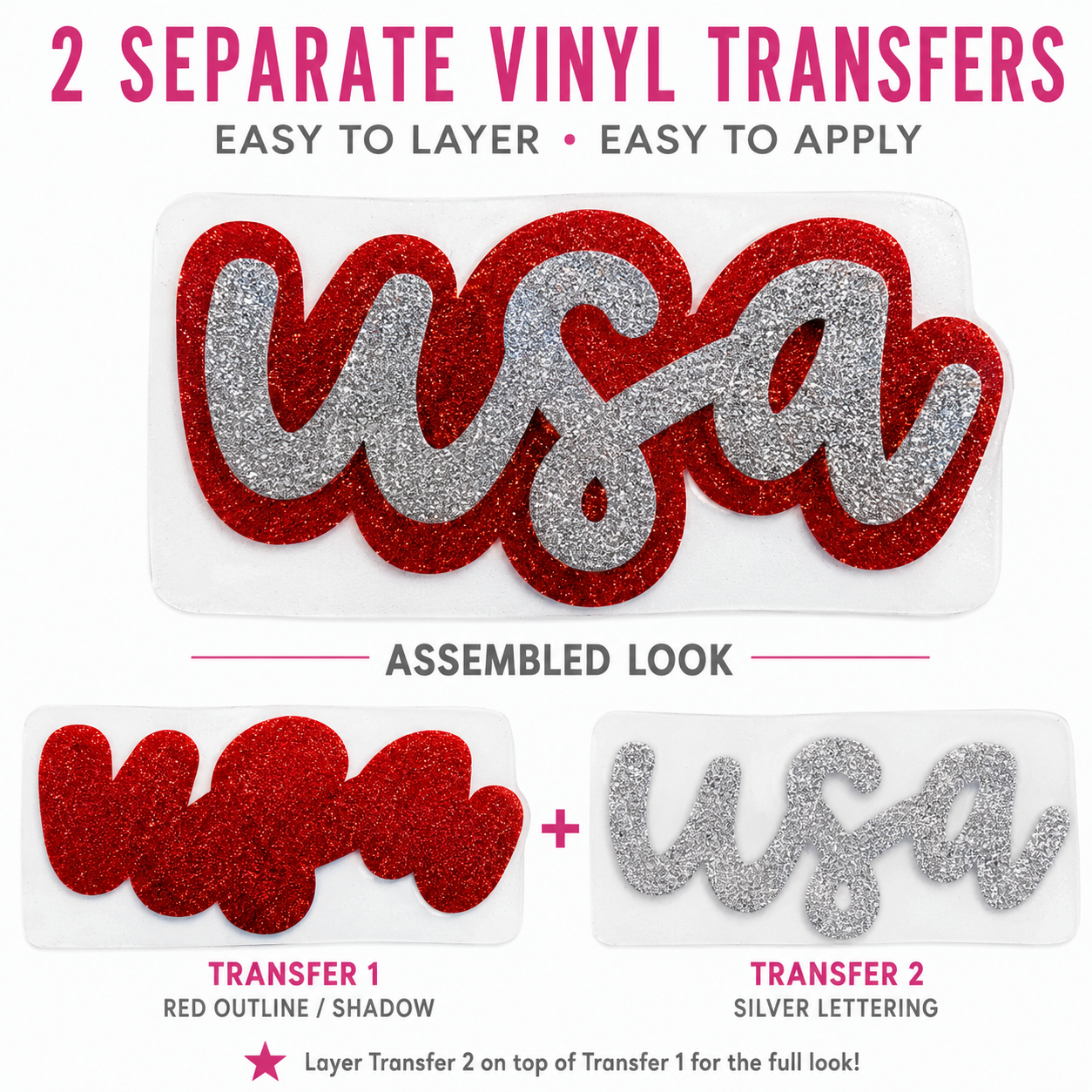 "USA" Glitter Puff - HTV Transfer